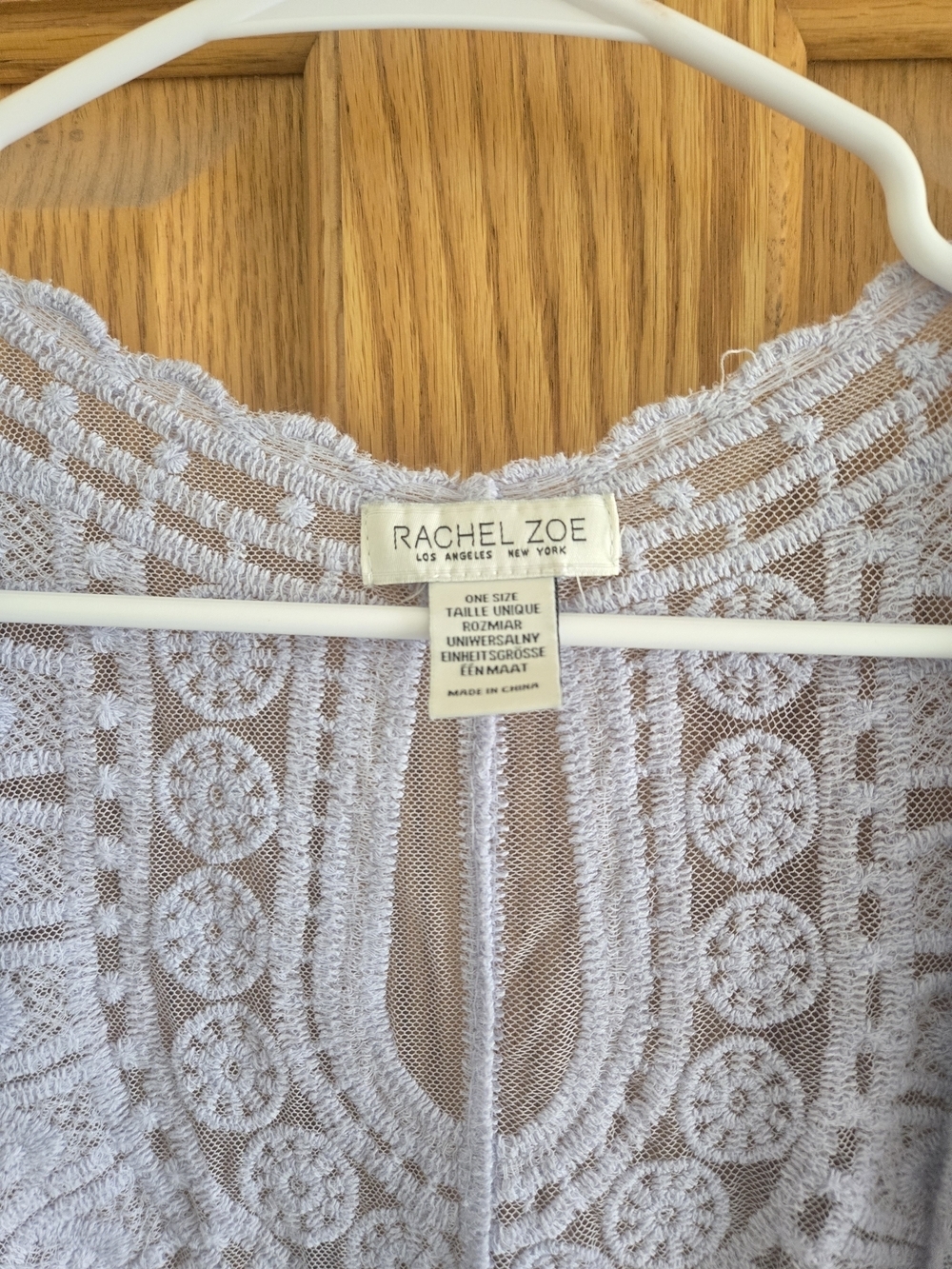 Rachel Zoe Lace Crochet Long Sheer Kimono - Light Lavender - Picture 4 of 5
